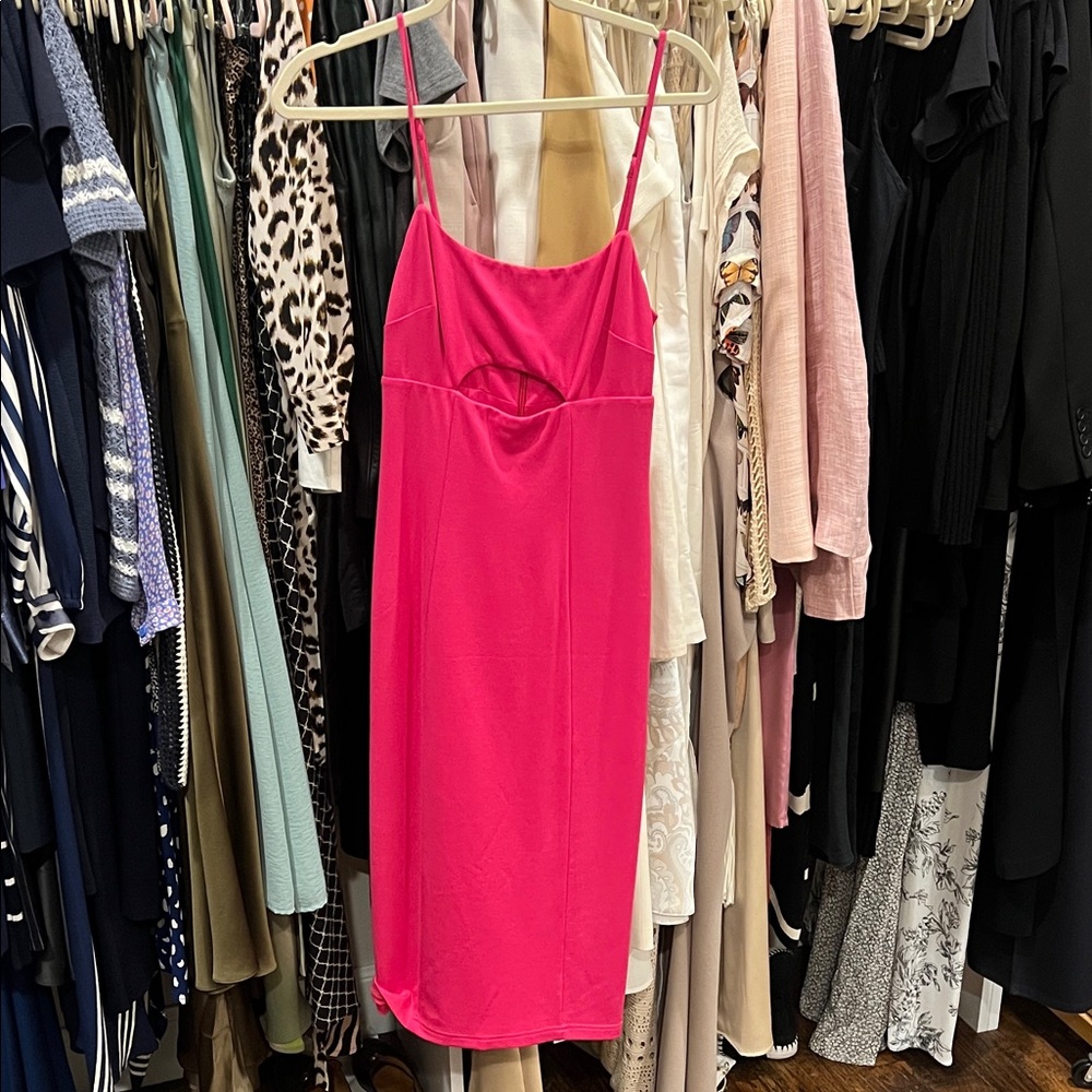 Vibrant Pink Keyhole Dress